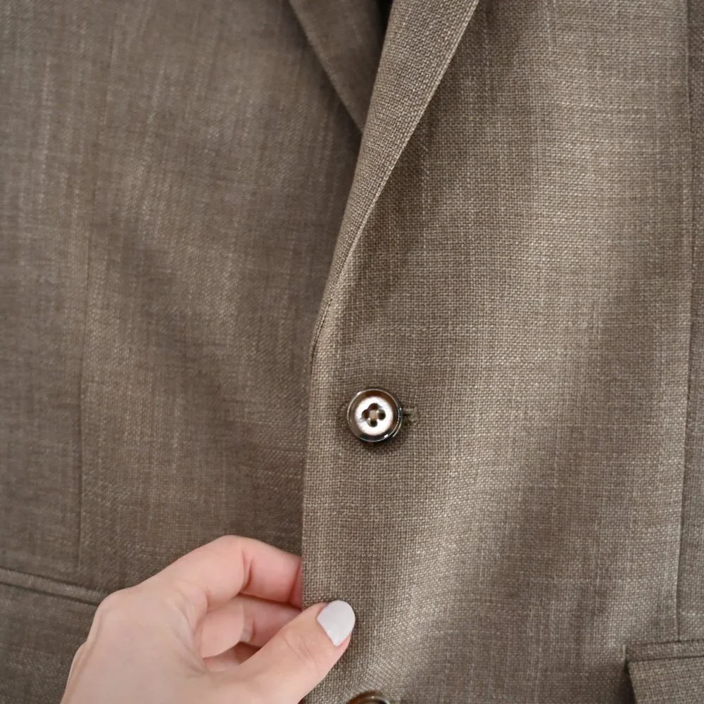 Lauren Ralph Lauren Black Label Size 40R Linen Neutral Tan Academic Blazer